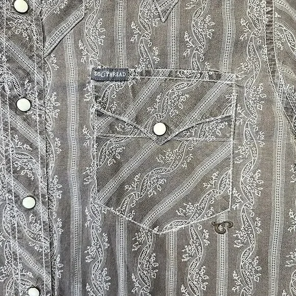 Southern Thread Mens Western Pearl Snap SZ M Vintage Inspired Retro Cowboy Brown - Picture 3 of 14